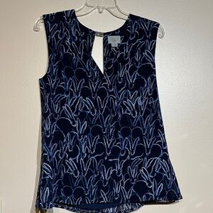 Jason Wu Midnight Blue Abstract Sleeveless Blouse